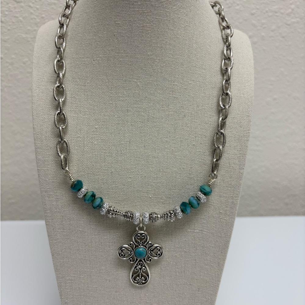 Czech Crystal Cross Pendant Necklace